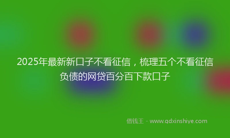 2025年最新新口子不看征信，梳理五个不看征信负债的网贷百分百下款口子