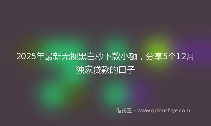 2025年最新无视黑白秒下款小额，分享5个12月独家贷款的口子