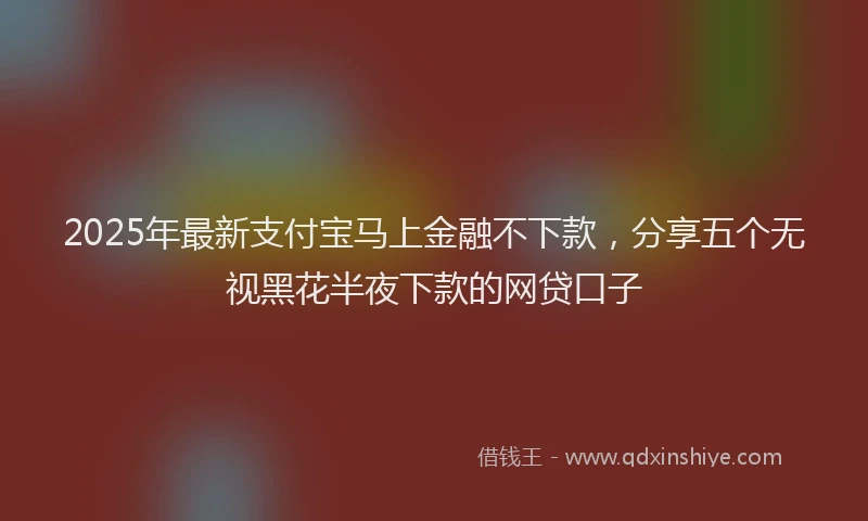 2025年最新支付宝马上金融不下款，分享五个无视黑花半夜下款的网贷口子