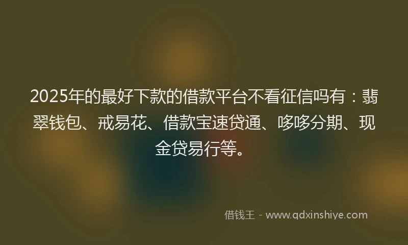2025年的最好下款的借款平台不看征信吗有：翡翠钱包、戒易花、借款宝速贷通、哆哆分期、现金贷易行等。
