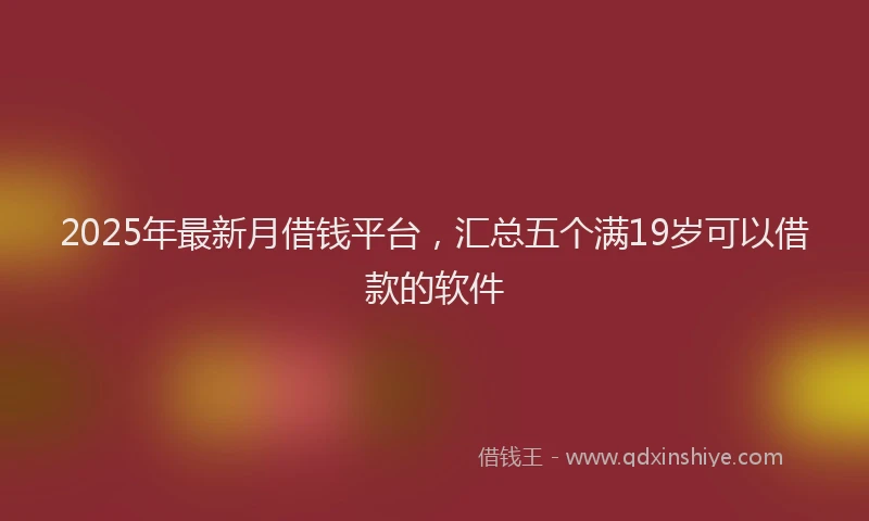 2025年最新月借钱平台，汇总五个满19岁可以借款的软件