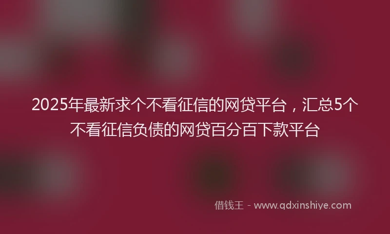 2025年最新求个不看征信的网贷平台，汇总5个不看征信负债的网贷百分百下款平台