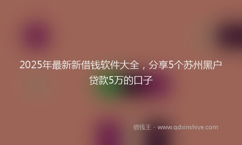 2025年最新新借钱软件大全，分享5个苏州黑户贷款5万的口子
