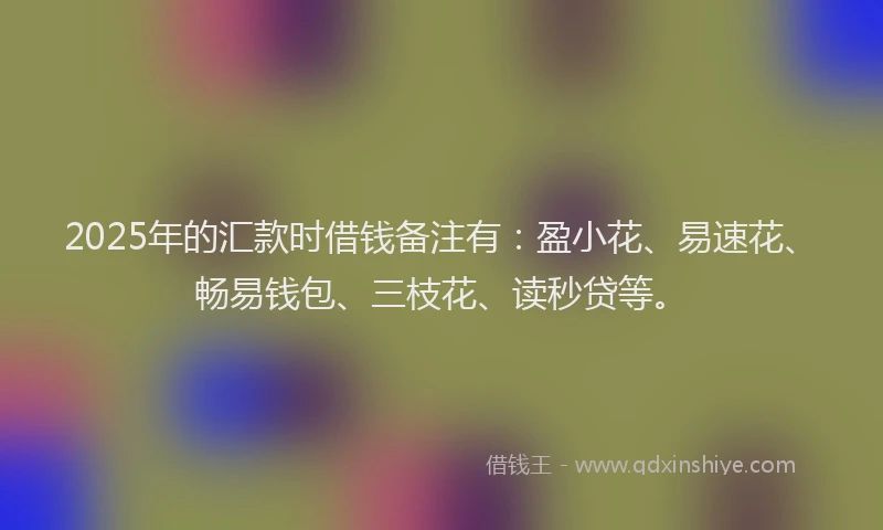 2025年的汇款时借钱备注有：盈小花、易速花、畅易钱包、三枝花、读秒贷等。