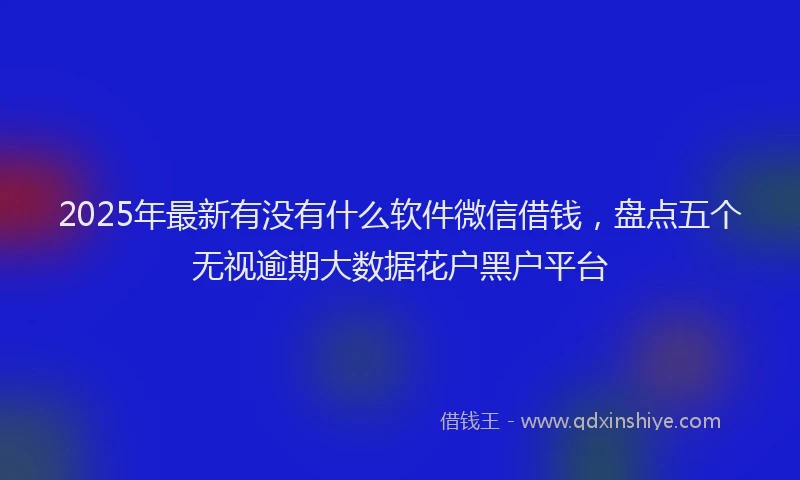 2025年最新有没有什么软件微信借钱，盘点五个无视逾期大数据花户黑户平台