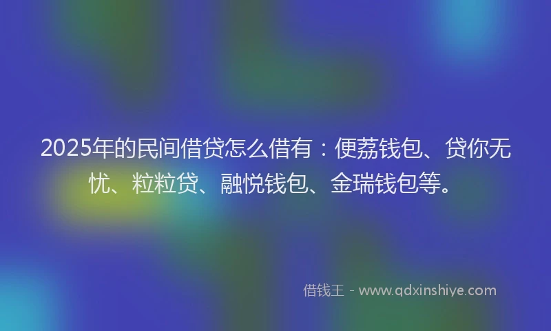2025年的民间借贷怎么借有：便荔钱包、贷你无忧、粒粒贷、融悦钱包、金瑞钱包等。