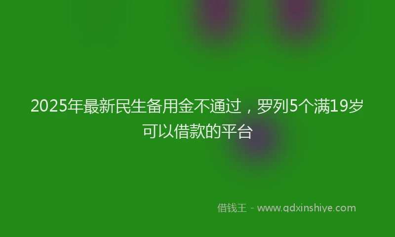 2025年最新民生备用金不通过，罗列5个满19岁可以借款的平台