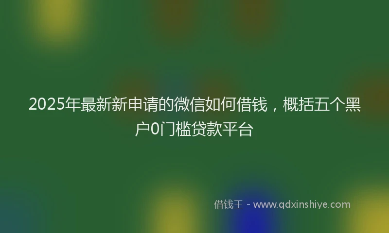 2025年最新新申请的微信如何借钱，概括五个黑户0门槛贷款平台