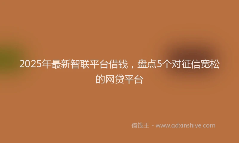 2025年最新智联平台借钱，盘点5个对征信宽松的网贷平台
