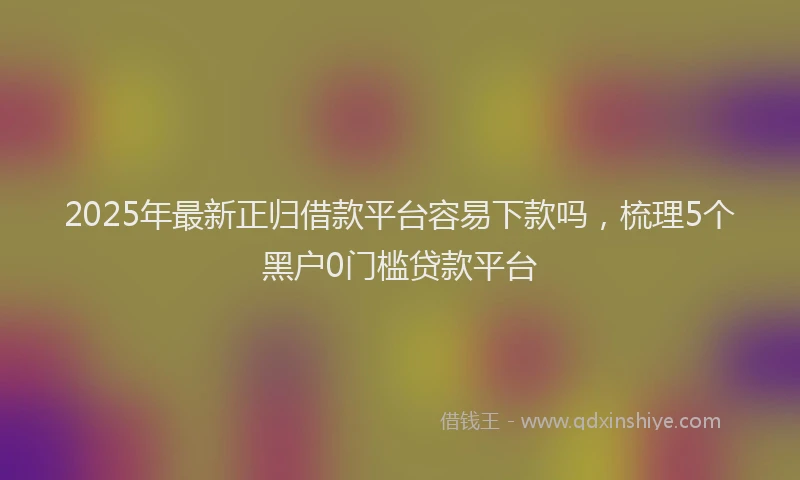 2025年最新正归借款平台容易下款吗，梳理5个黑户0门槛贷款平台