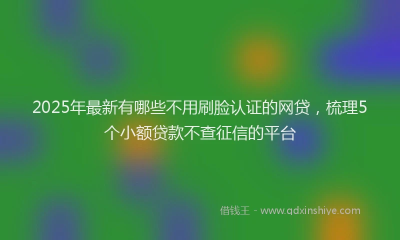 2025年最新有哪些不用刷脸认证的网贷，梳理5个小额贷款不查征信的平台