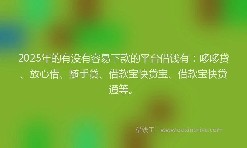 2025年的有没有容易下款的平台借钱有:哆哆贷、放心借、随手贷、借款宝快贷宝、借款宝快贷通等。