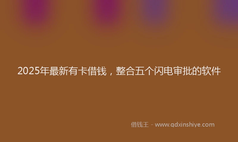 2025年最新有卡借钱，整合五个闪电审批的软件