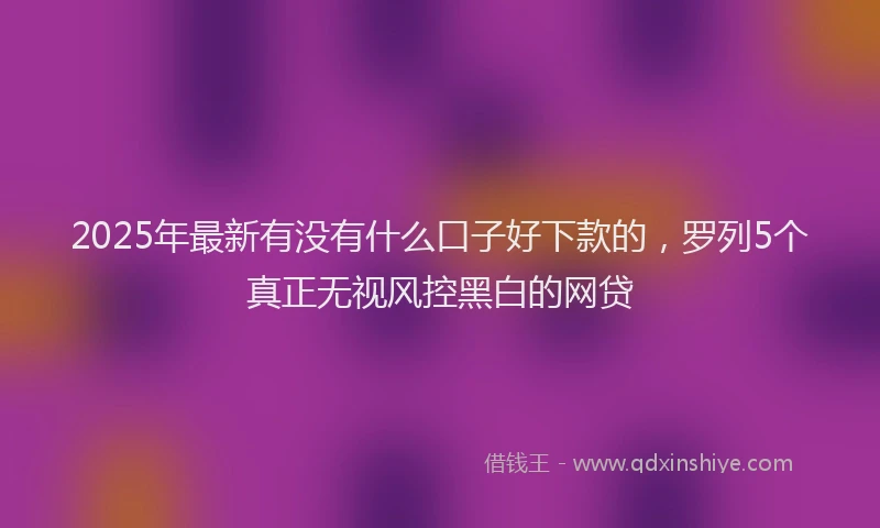 2025年最新有没有什么口子好下款的，罗列5个真正无视风控黑白的网贷