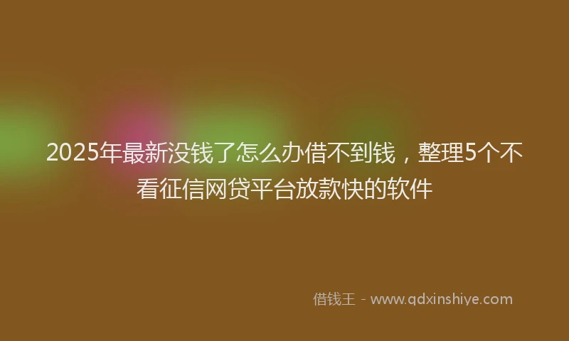 2025年最新没钱了怎么办借不到钱，整理5个不看征信网贷平台放款快的软件