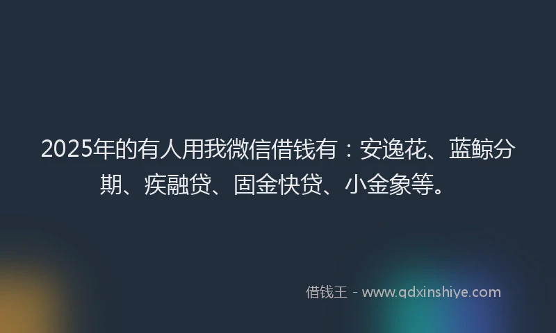 2025年的有人用我微信借钱有：安逸花、蓝鲸分期、疾融贷、固金快贷、小金象等。
