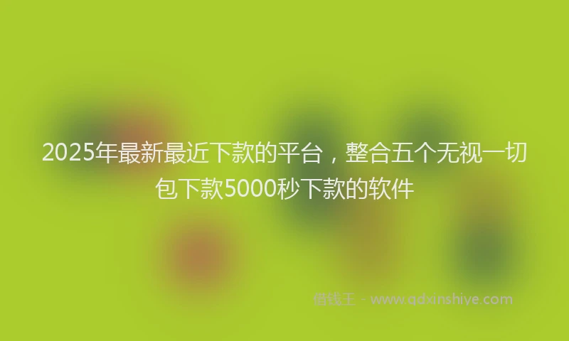 2025年最新最近下款的平台，整合五个无视一切包下款5000秒下款的软件