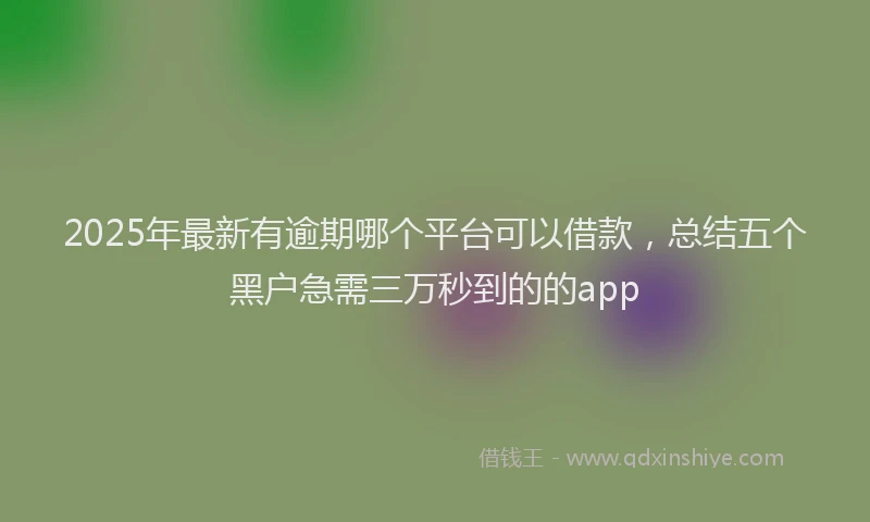 2025年最新有逾期哪个平台可以借款，总结五个黑户急需三万秒到的的app