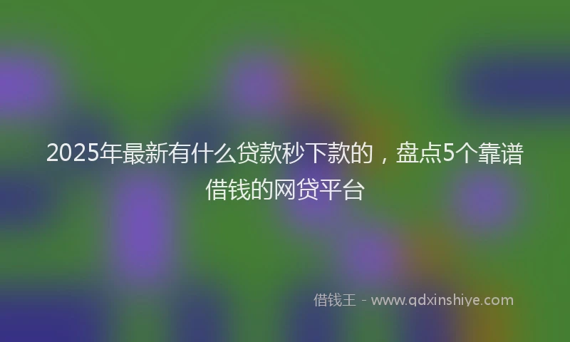 2025年最新有什么贷款秒下款的，盘点5个靠谱借钱的网贷平台