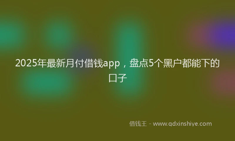 2025年最新月付借钱app，盘点5个黑户都能下的口子