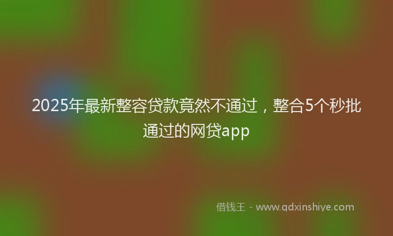 2025年最新整容贷款竟然不通过，整合5个秒批通过的网贷app