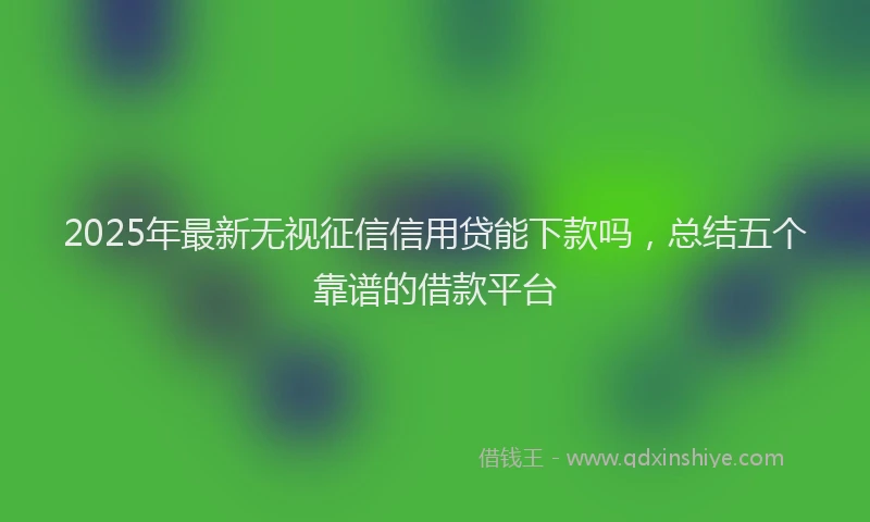 2025年最新无视征信信用贷能下款吗，总结五个靠谱的借款平台