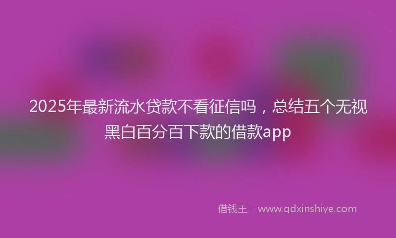 2025年最新流水贷款不看征信吗，总结五个无视黑白百分百下款的借款app