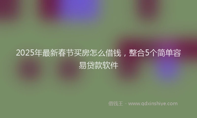 2025年最新春节买房怎么借钱，整合5个简单容易贷款软件