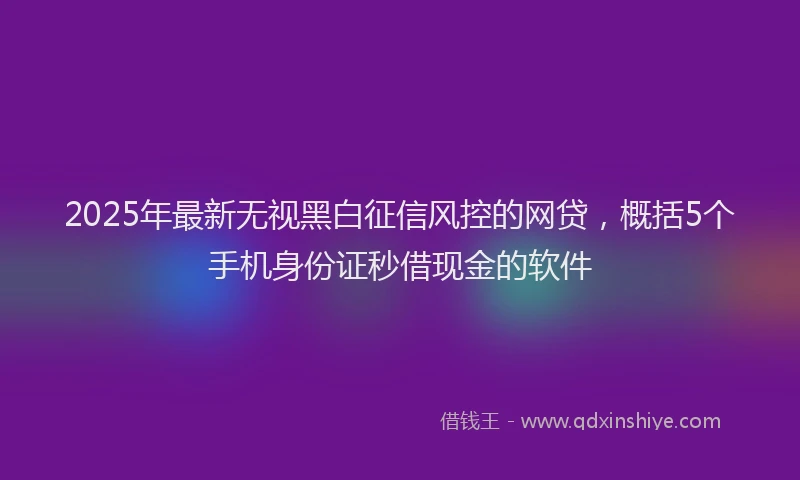 2025年最新无视黑白征信风控的网贷，概括5个手机身份证秒借现金的软件