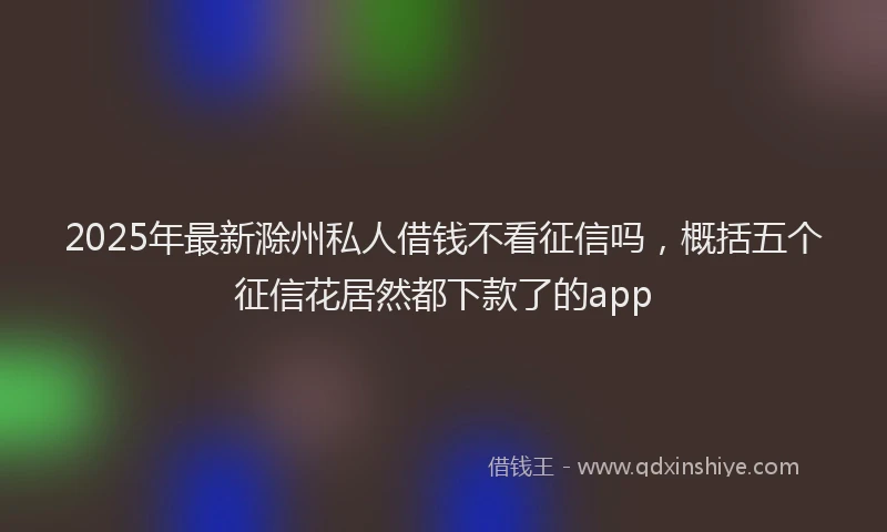 2025年最新滁州私人借钱不看征信吗，概括五个征信花居然都下款了的app