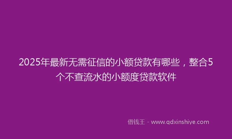 2025年最新无需征信的小额贷款有哪些，整合5个不查流水的小额度贷款软件