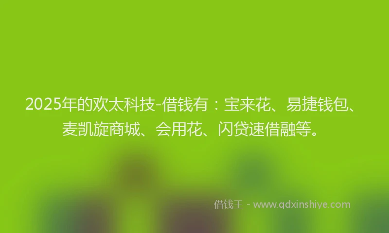2025年的欢太科技-借钱有：宝来花、易捷钱包、麦凯旋商城、会用花、闪贷速借融等。