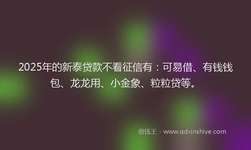 2025年的新泰贷款不看征信有：可易借、有钱钱包、龙龙用、小金象、粒粒贷等。