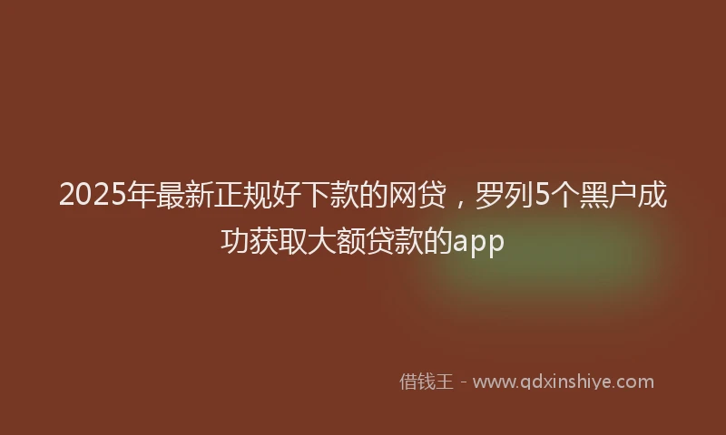 2025年最新正规好下款的网贷，罗列5个黑户成功获取大额贷款的app