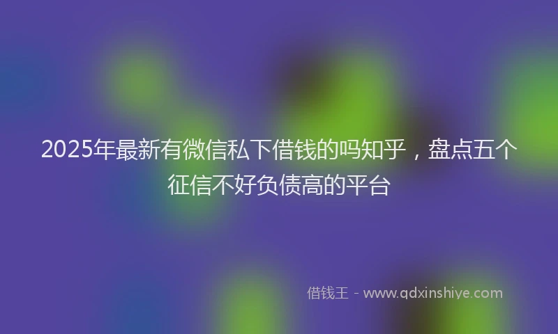 2025年最新有微信私下借钱的吗知乎，盘点五个征信不好负债高的平台
