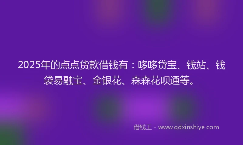2025年的点点货款借钱有：哆哆贷宝、钱站、钱袋易融宝、金银花、森森花呗通等。