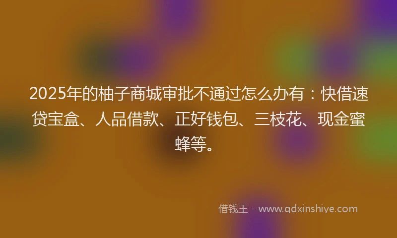2025年的柚子商城审批不通过怎么办有：快借速贷宝盒、人品借款、正好钱包、三枝花、现金蜜蜂等。