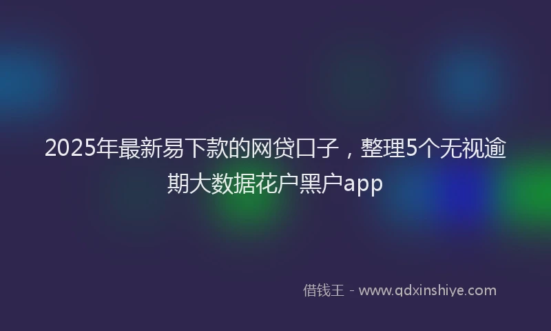 2025年最新易下款的网贷口子，整理5个无视逾期大数据花户黑户app