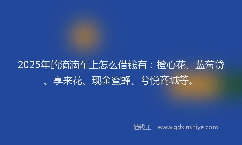 2025年的滴滴车上怎么借钱有：橙心花、蓝莓贷、享来花、现金蜜蜂、兮悦商城等。