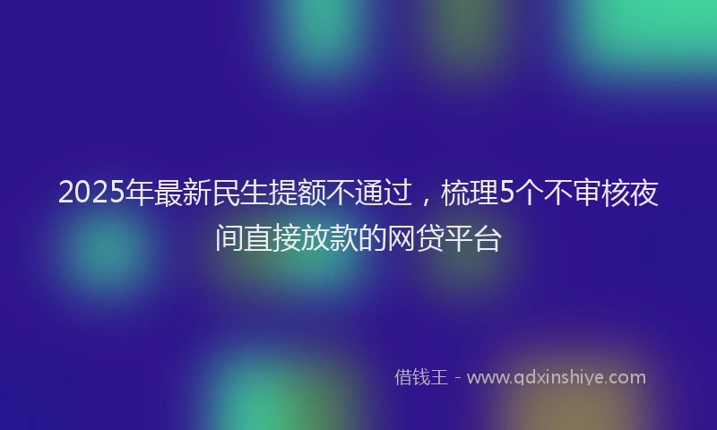 2025年最新民生提额不通过，梳理5个不审核夜间直接放款的网贷平台