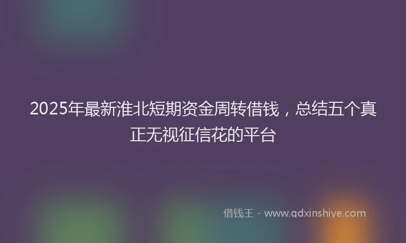 2025年最新淮北短期资金周转借钱，总结五个真正无视征信花的平台