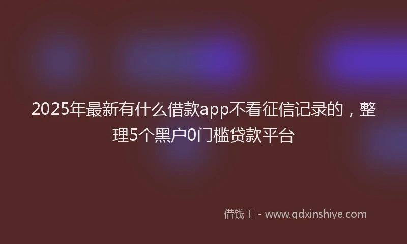 2025年最新有什么借款app不看征信记录的，整理5个黑户0门槛贷款平台