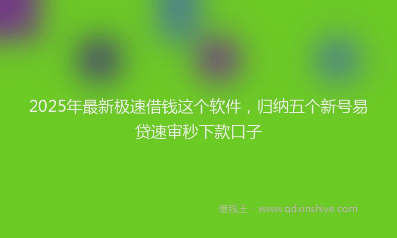 2025年最新极速借钱这个软件，归纳五个新号易贷速审秒下款口子
