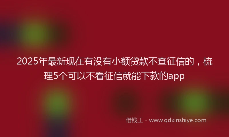 2025年最新现在有没有小额贷款不查征信的，梳理5个可以不看征信就能下款的app