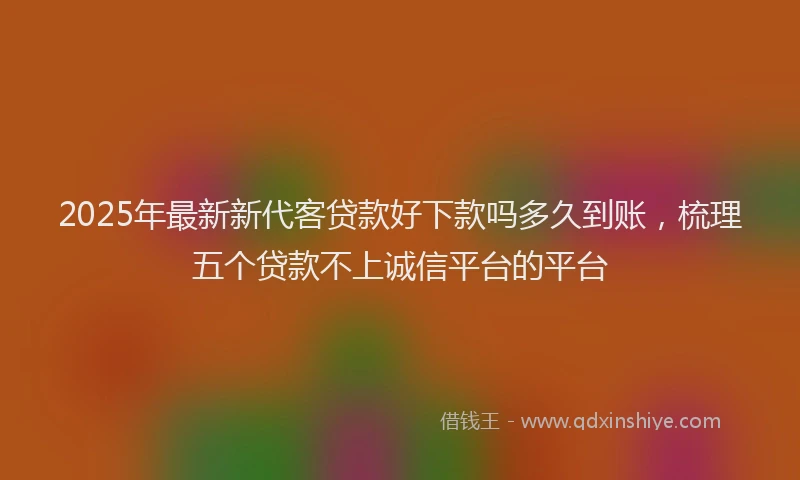 2025年最新新代客贷款好下款吗多久到账，梳理五个贷款不上诚信平台的平台