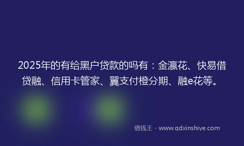 2025年的有给黑户贷款的吗有：金瀛花、快易借贷融、信用卡管家、翼支付橙分期、融e花等。