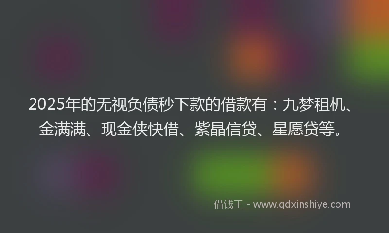 2025年的无视负债秒下款的借款有：九梦租机、金满满、现金侠快借、紫晶信贷、星愿贷等。