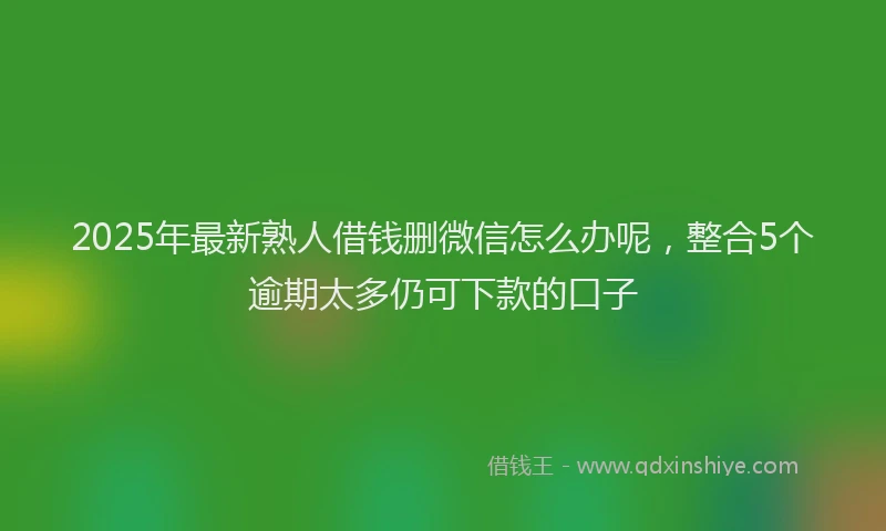 2025年最新熟人借钱删微信怎么办呢，整合5个逾期太多仍可下款的口子