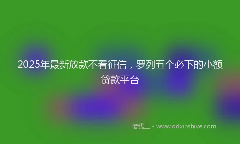 2025年最新放款不看征信，罗列五个必下的小额贷款平台