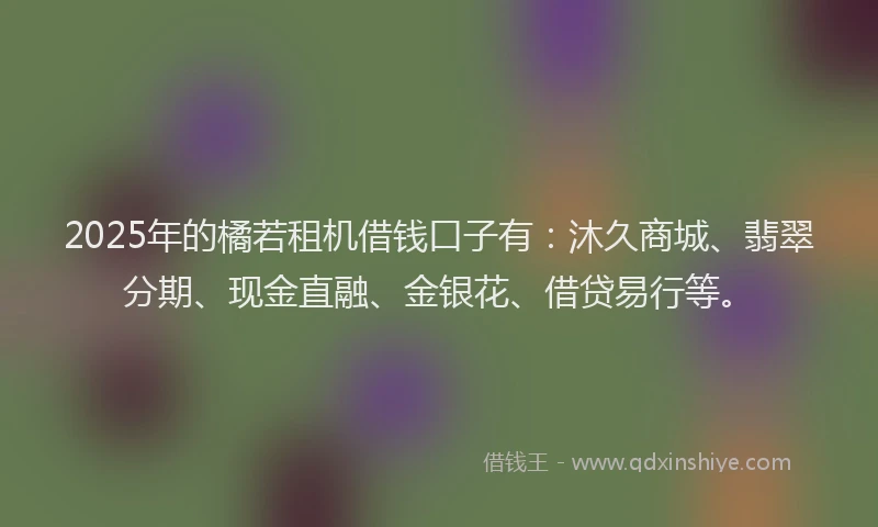 2025年的橘若租机借钱口子有：沐久商城、翡翠分期、现金直融、金银花、借贷易行等。